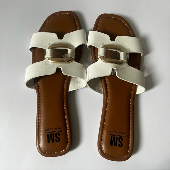SM NEW YORK- NEW Women's White and Brown Sandals Size 11 - Picture 5 of 6